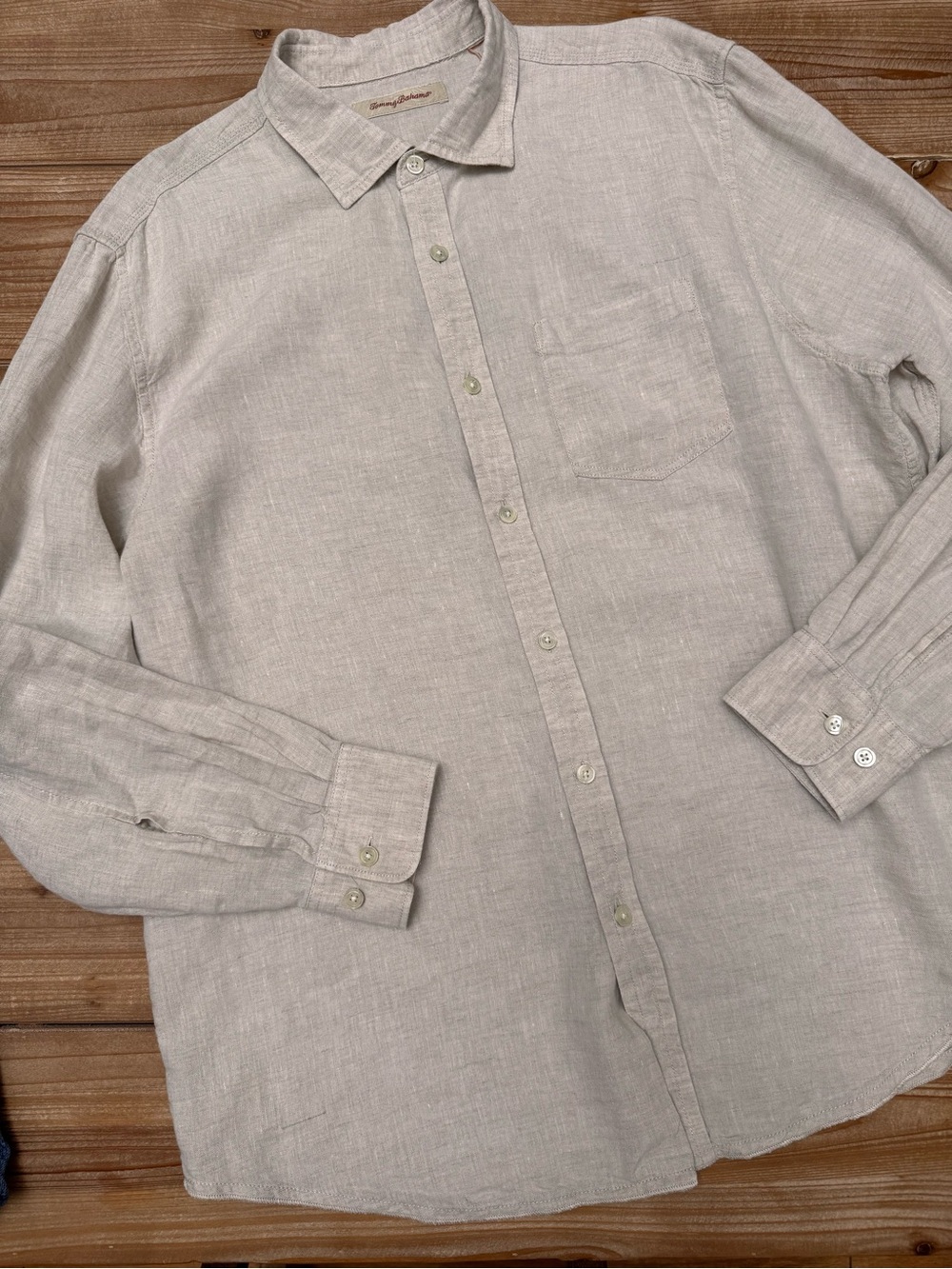 Tommy Bahama Linen Button Front Shirt – Men’s XL Oatmeal Color
